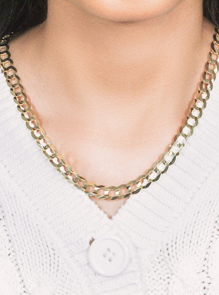 8.2mm 14k Yellow Gold Solid Curb Chain