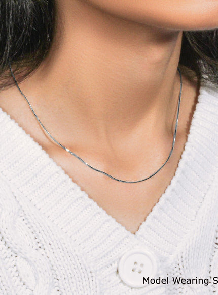 14k White Gold Classic Box Chain 0.8mm
