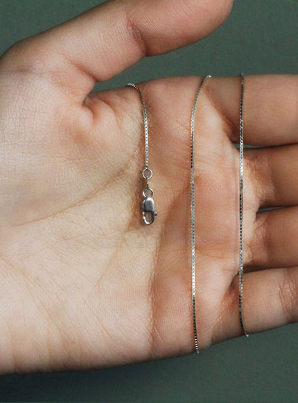 14k White Gold Classic Box Chain 0.8mm