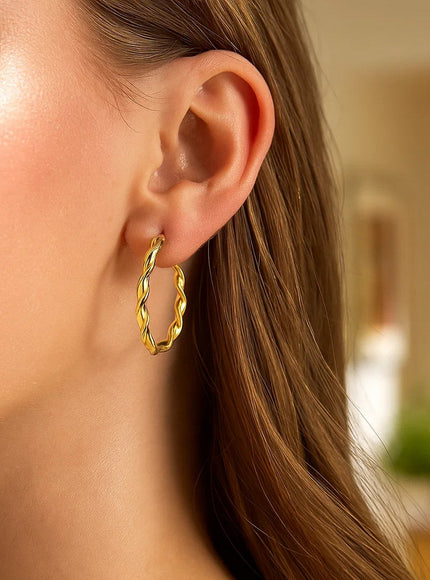 14k Yellow Gold Hoop Earrings (1 1/8 inch)
