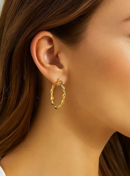 14k Yellow Gold Hoop Earrings (1 1/8 inch)