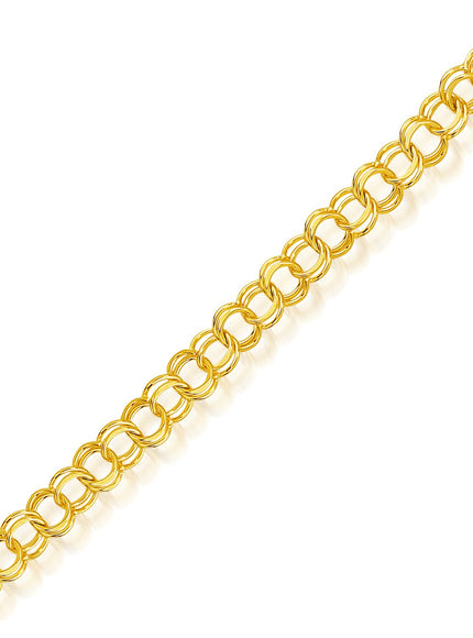 14k Yellow Gold Solid Double Link Charm Bracelet 10.0mm