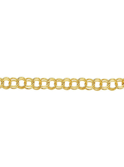 14k Yellow Gold Solid Double Link Charm Bracelet 10.0mm