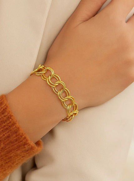 14k Yellow Gold Solid Double Link Charm Bracelet 10.0mm