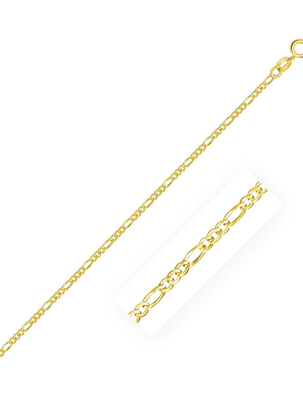 14k Yellow Gold Solid Figaro Chain 1.9mm