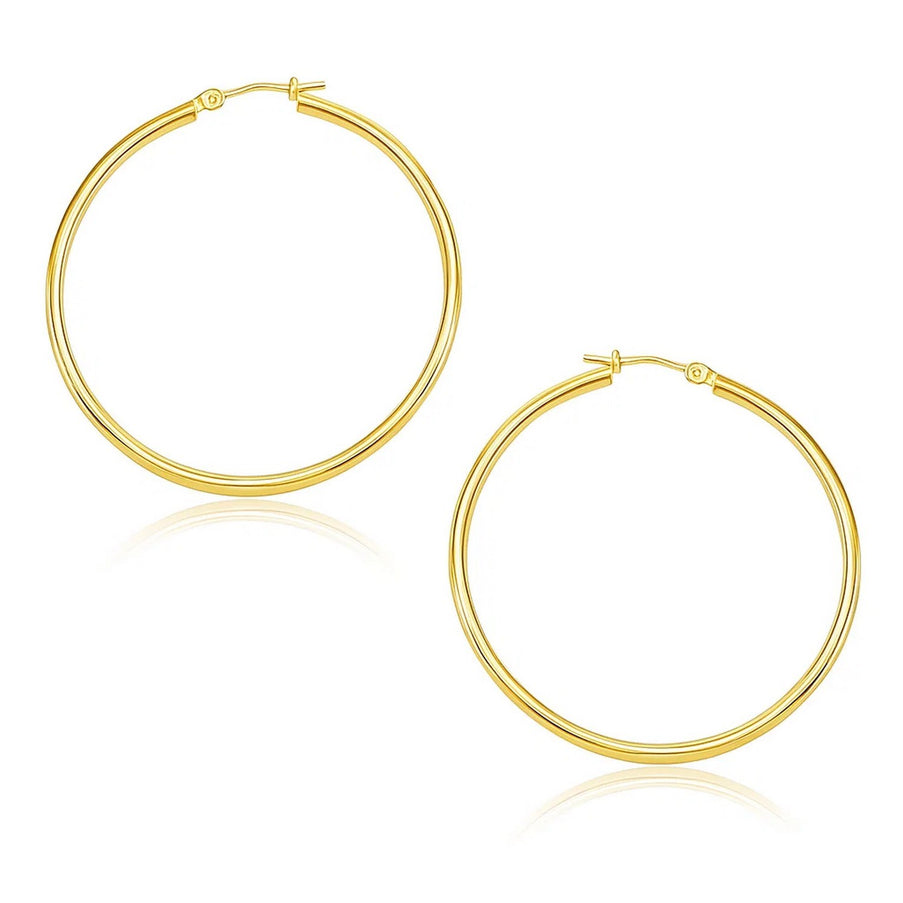 14k Yellow Gold Polished Hoop Earrings (30mm)