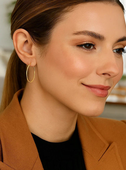 14k Yellow Gold Polished Hoop Earrings (30mm)