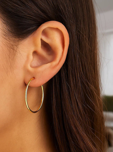 14k Yellow Gold Polished Hoop Earrings (30mm)