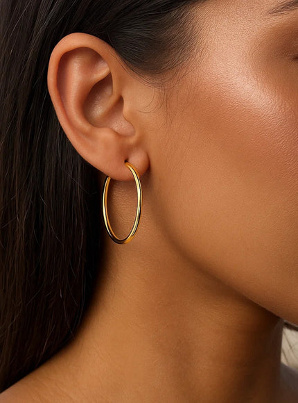 14k Yellow Gold Polished Hoop Earrings (30mm)