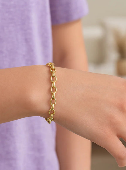 4.6mm 14k Yellow Gold Oval Rolo Bracelet