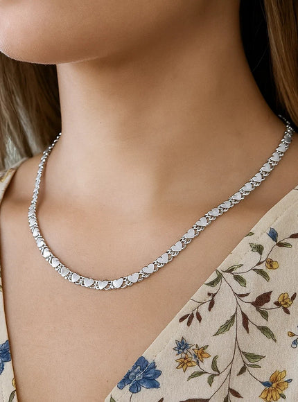 2.9mm 14k White Gold Heart Chain