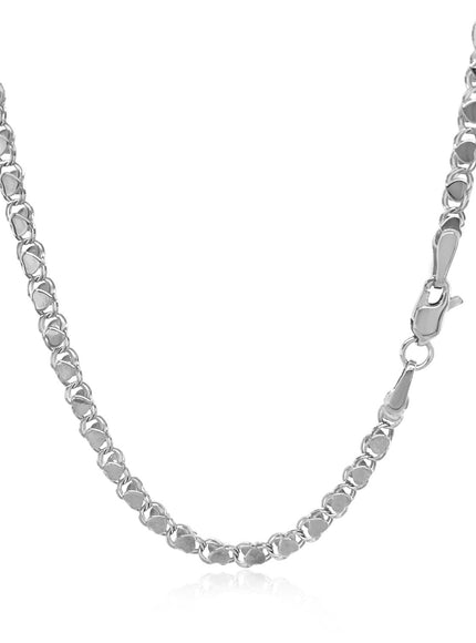 2.9mm 14k White Gold Heart Chain