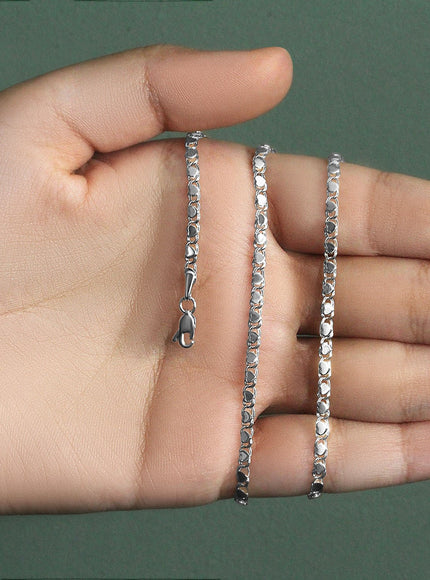 2.9mm 14k White Gold Heart Chain