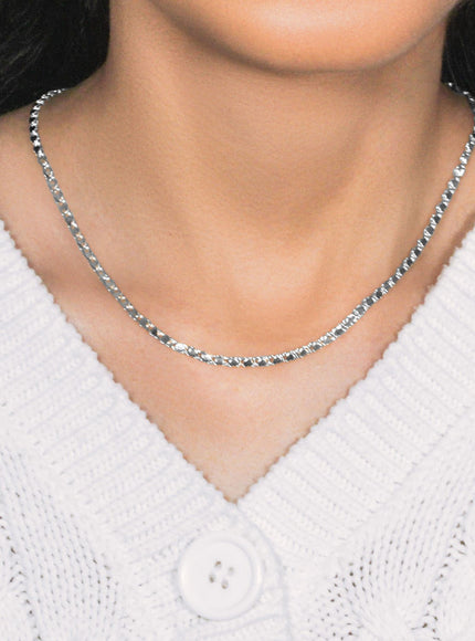 2.9mm 14k White Gold Heart Chain