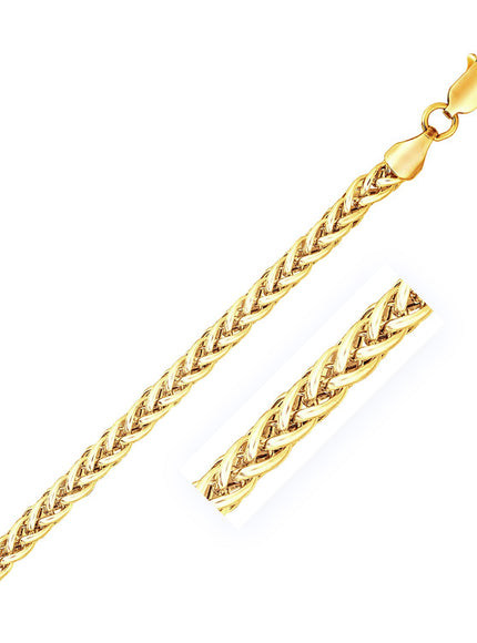 14k yellow gold wheat chain with clasp detail