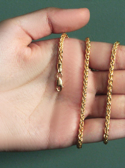 14k Yellow Gold Light Weight Wheat Chain (3.20 mm)