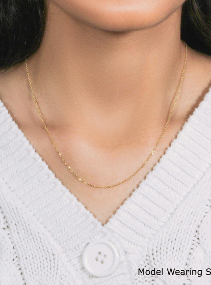 14k Yellow Gold Diamond Cut Cable Link Chain 1.1mm