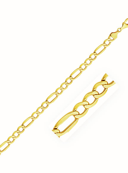 5.4mm 10k Yellow Gold Lite Figaro Chain