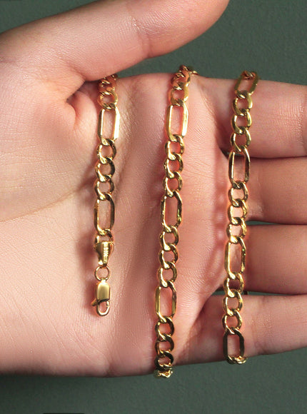 5.4mm 10k Yellow Gold Lite Figaro Chain