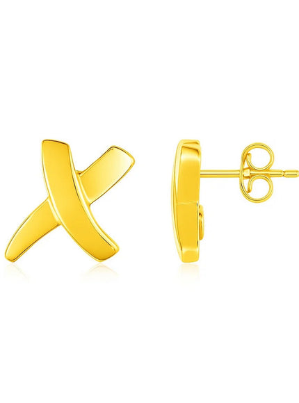 14K Yellow Gold X Earrings