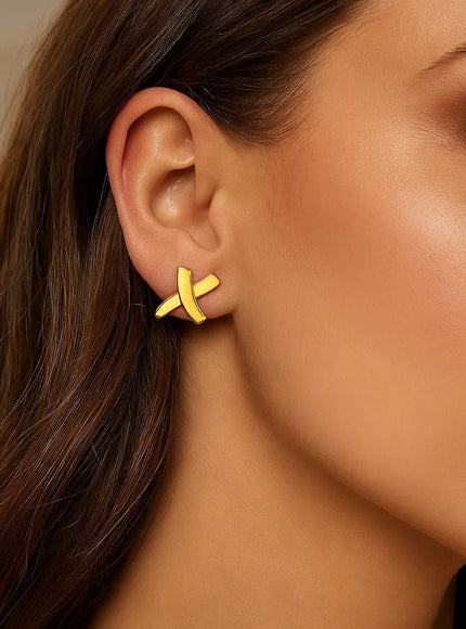 14K Yellow Gold X Earrings