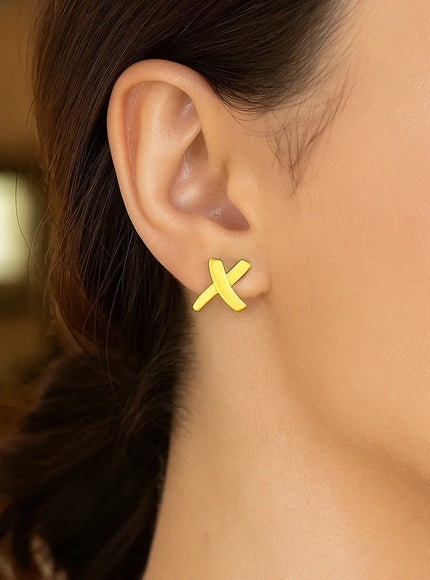 14K Yellow Gold X Earrings