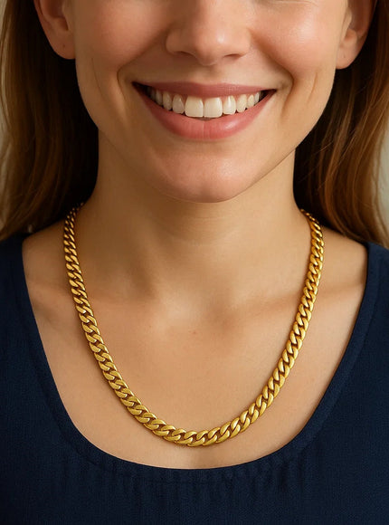 7.0mm 14k Yellow Gold Classic Miami Cuban Solid Chain