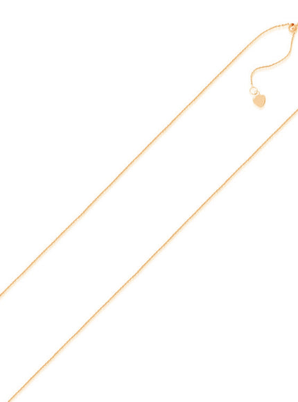 14k Rose Gold Adjustable Cable Chain 0.9mm