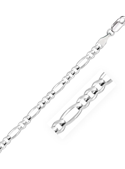 4.6mm 14k White Gold Solid Figaro Chain