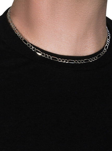 4.6mm 14k White Gold Solid Figaro Chain
