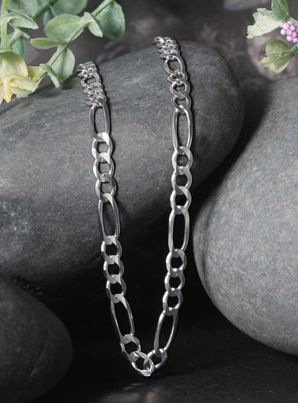 4.6mm 14k White Gold Solid Figaro Chain