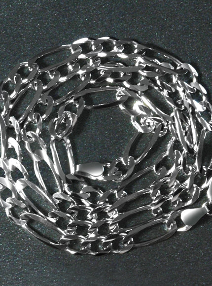 4.6mm 14k White Gold Solid Figaro Chain