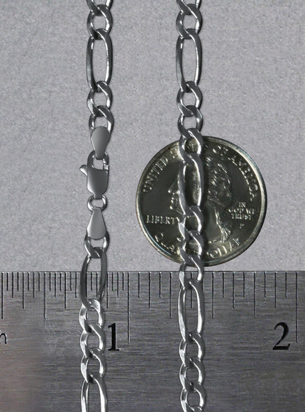 4.6mm 14k White Gold Solid Figaro Chain