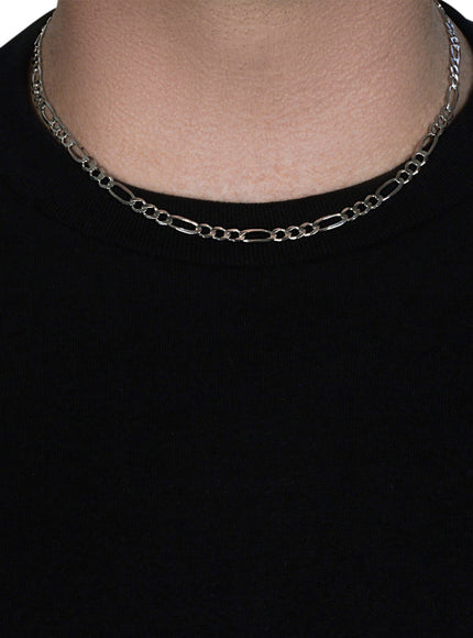 4.6mm 14k White Gold Solid Figaro Chain