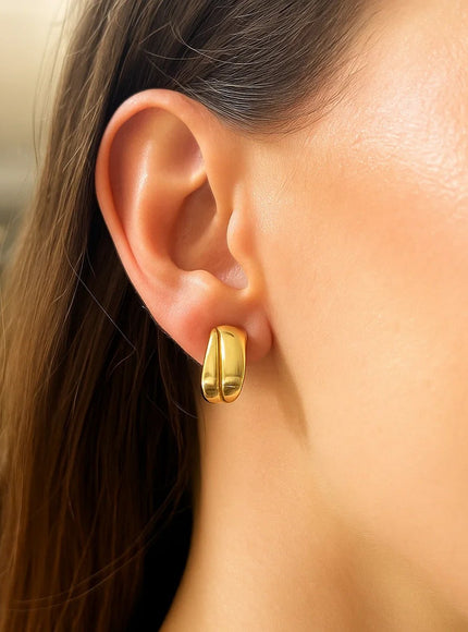 Puffed Up Split Hoop Earrings in 14K Yellow Gold