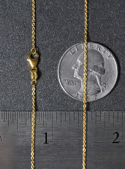 14k Yellow Gold Round Cable Link Chain 1.2mm