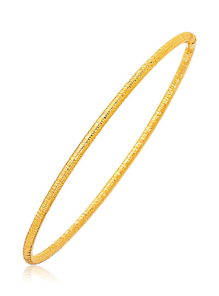 14k Yellow Gold Thin Textured Stackable Bangle