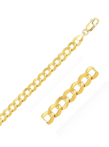 14k Yellow Gold Solid Curb Chain 10.0mm