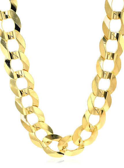 14k Yellow Gold Solid Curb Chain 10.0mm