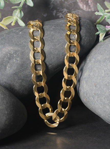 14k Yellow Gold Solid Curb Chain 10.0mm