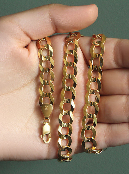 14k Yellow Gold Solid Curb Chain 10.0mm