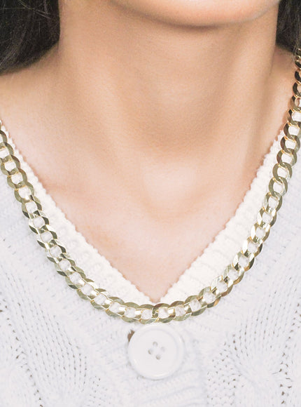 14k Yellow Gold Solid Curb Chain 10.0mm