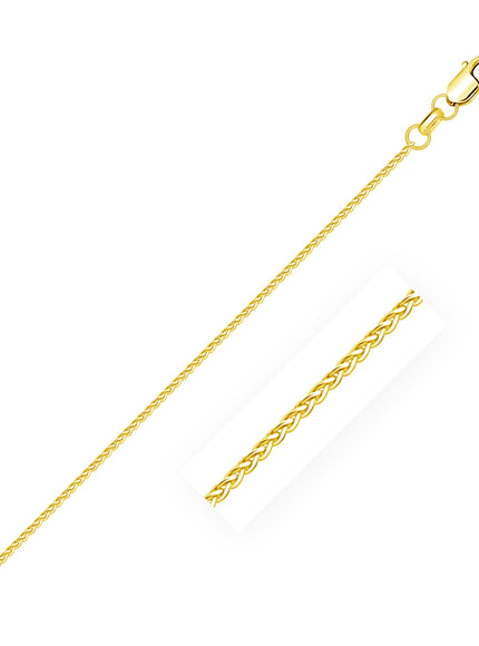14k Yellow Gold Diamond Cut Round Wheat Chain 1.1mm