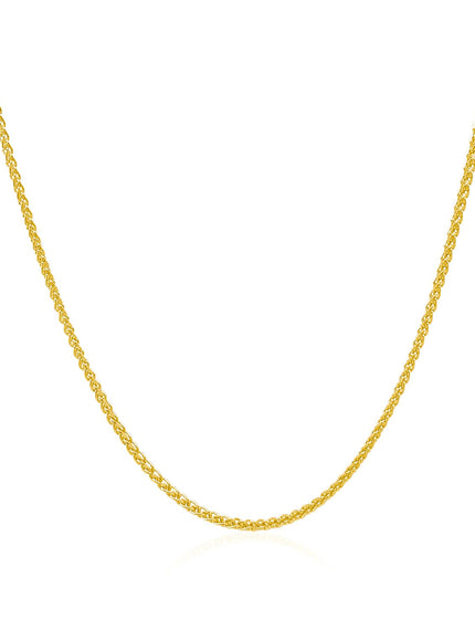 14k Yellow Gold Diamond Cut Round Wheat Chain 1.1mm