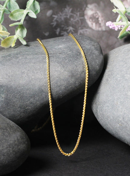 14k Yellow Gold Diamond Cut Round Wheat Chain 1.1mm