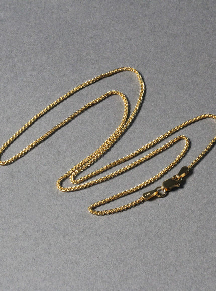 14k Yellow Gold Diamond Cut Round Wheat Chain 1.1mm