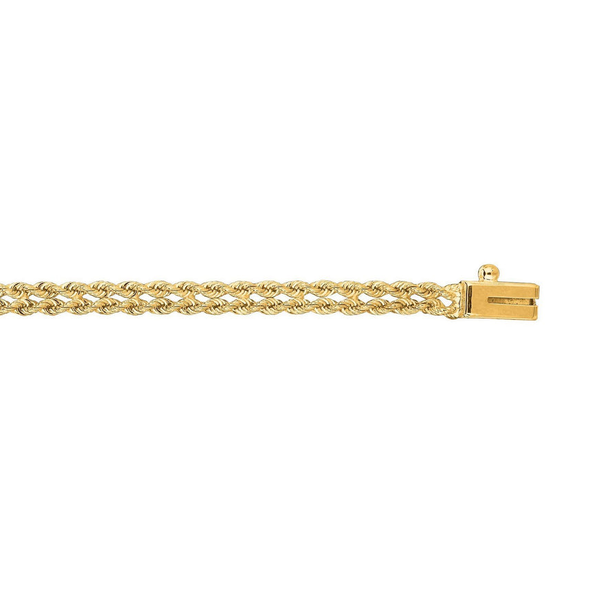 3.0 mm 14k Yellow Gold Two Row Rope Bracelet