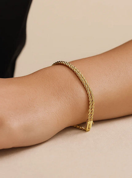 3.0 mm 14k Yellow Gold Two Row Rope Bracelet