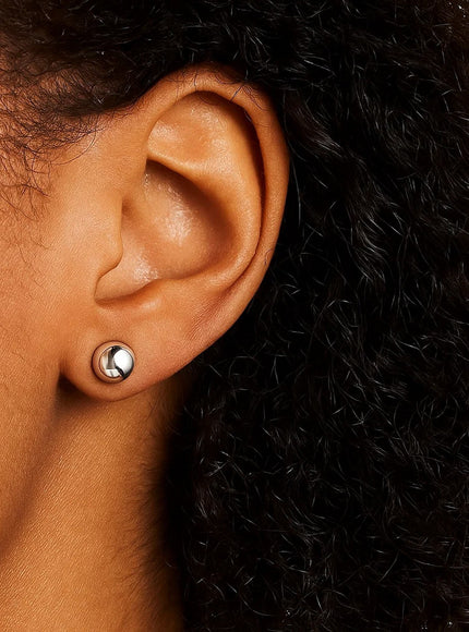 14k White Gold Classic Round Stud Earrings (5.0 mm)