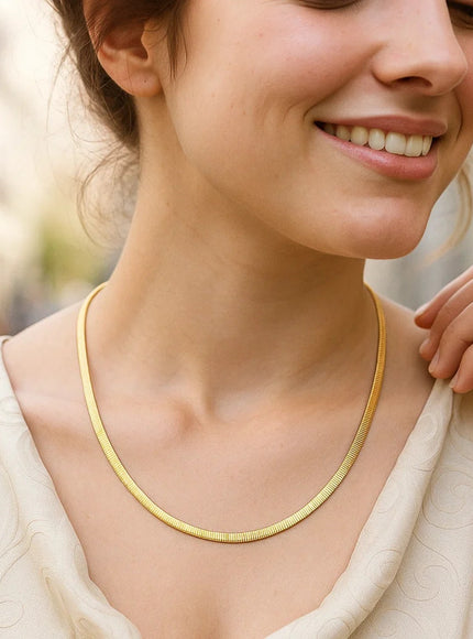 6.0mm 14k Two Tone Gold Reversible Omega Necklace